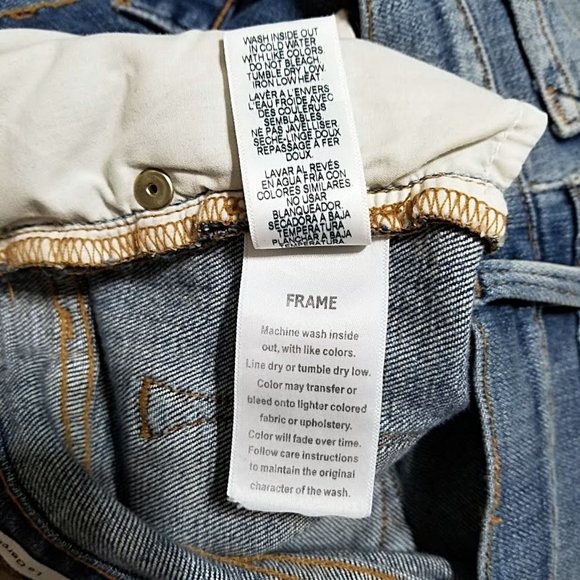 FRAME Le Garcon Low Rise Boyfriend Blue Jeans 23 Womens Slim Straight Step Ankle - Picture 12 of 12